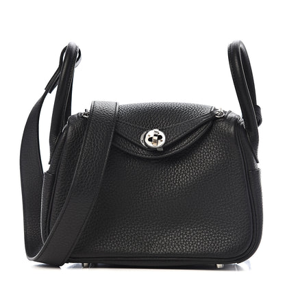 Hermes Taurillon Clemence Mini Lindy 20 Black 1 of 10