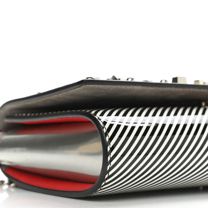 Christian Louboutin Patent Striped Spikes Paloma Clutch Black White 7 of 13
