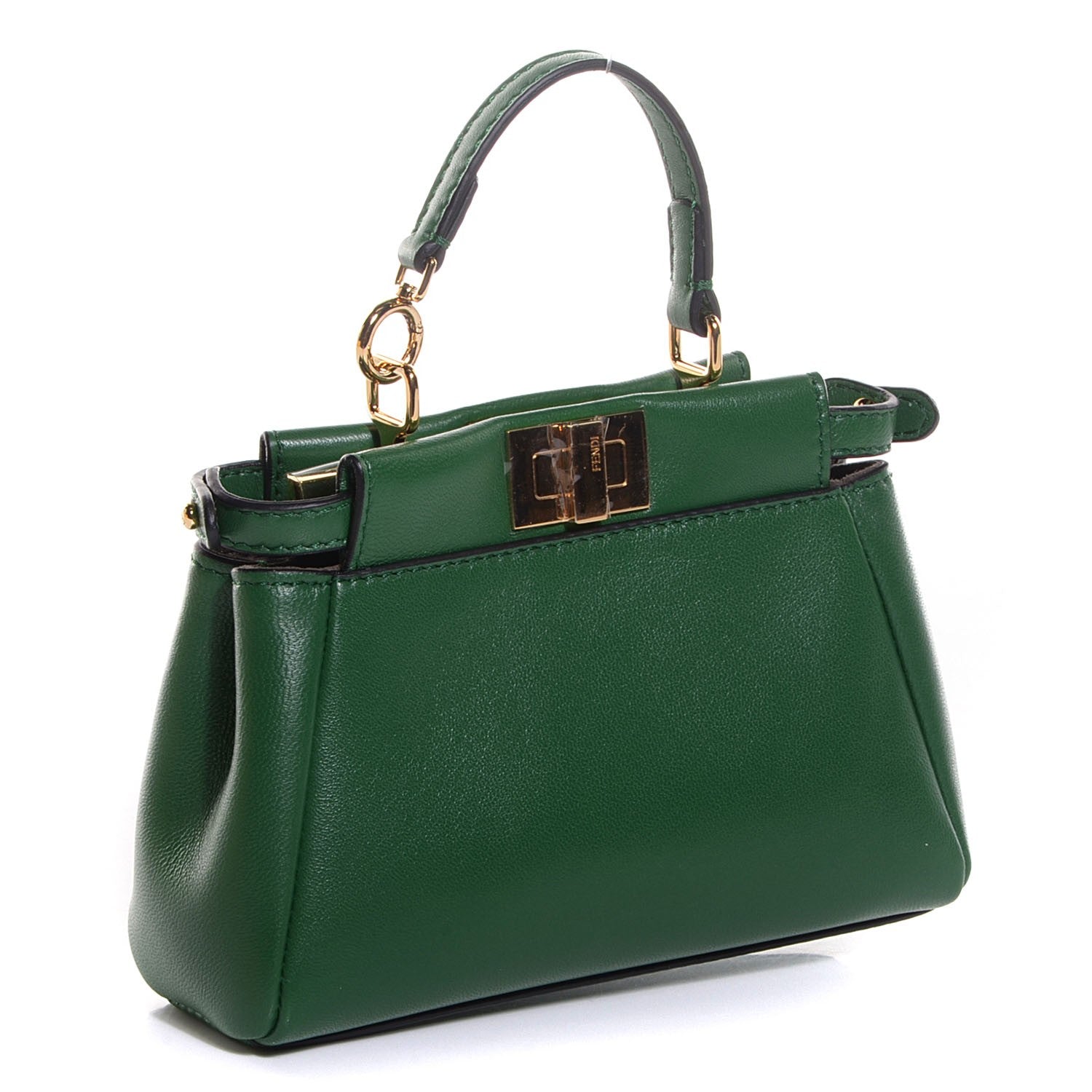 Fendi Shiny Nappa Micro Peekaboo Iconic Satchel Verde Smeraldo 3 of 8