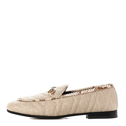 Gucci Raffia Elaphe Matelasse Horsebit Womens Jordaan Loafers 37 Natural Cream Brown 1 of 8