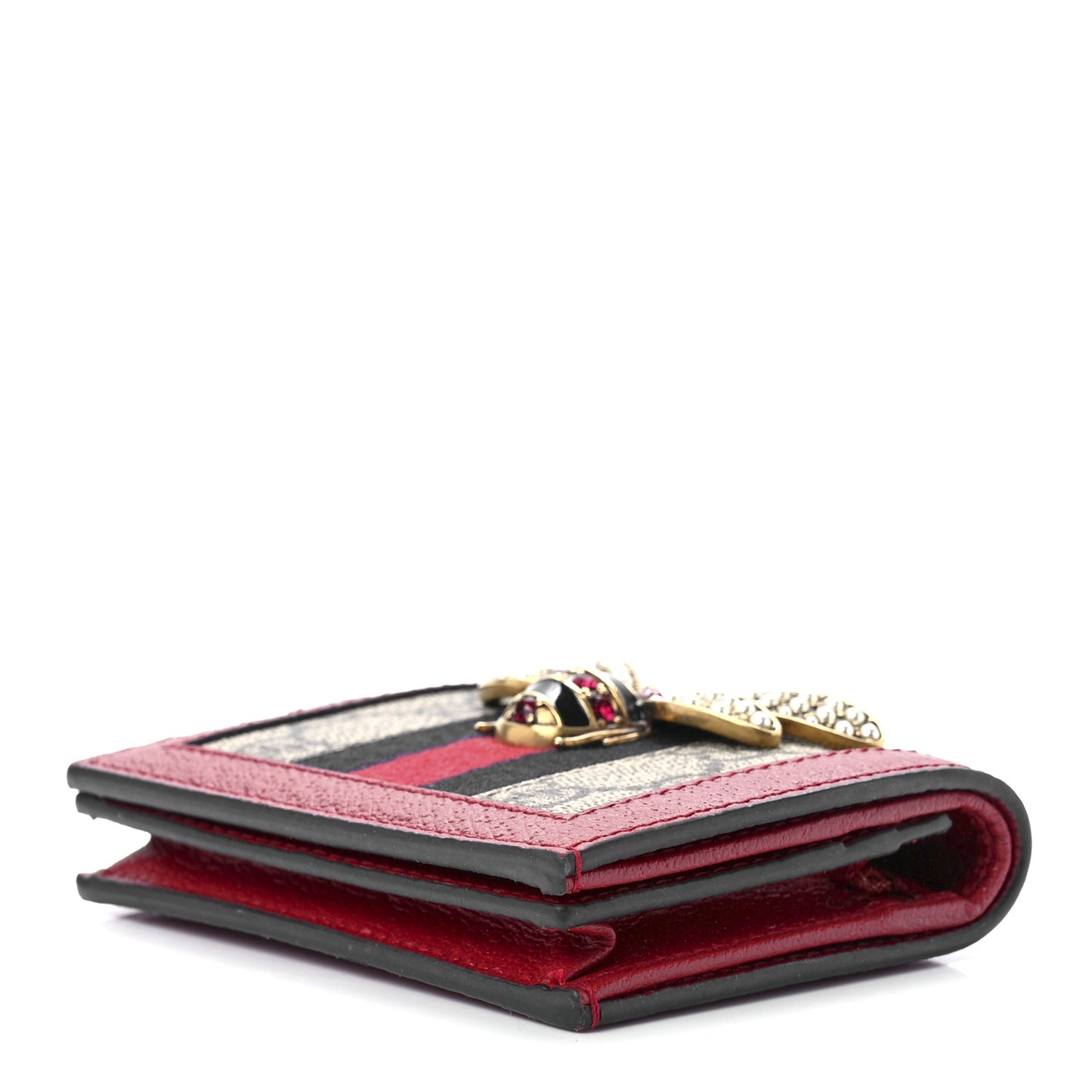 GG Supreme Monogram Queen Margaret Card Case Red
