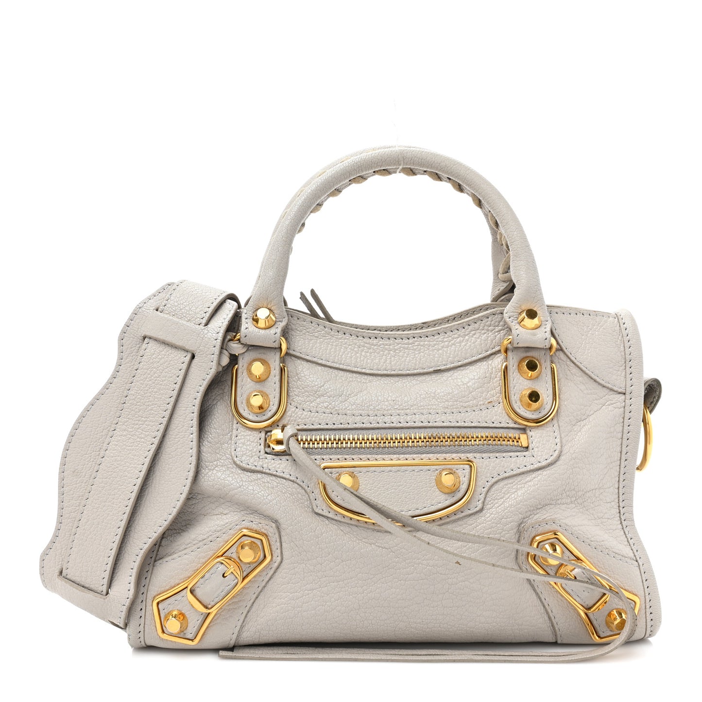 Chevre Gold Metallic Edge Hardware Mini City Gris Perle