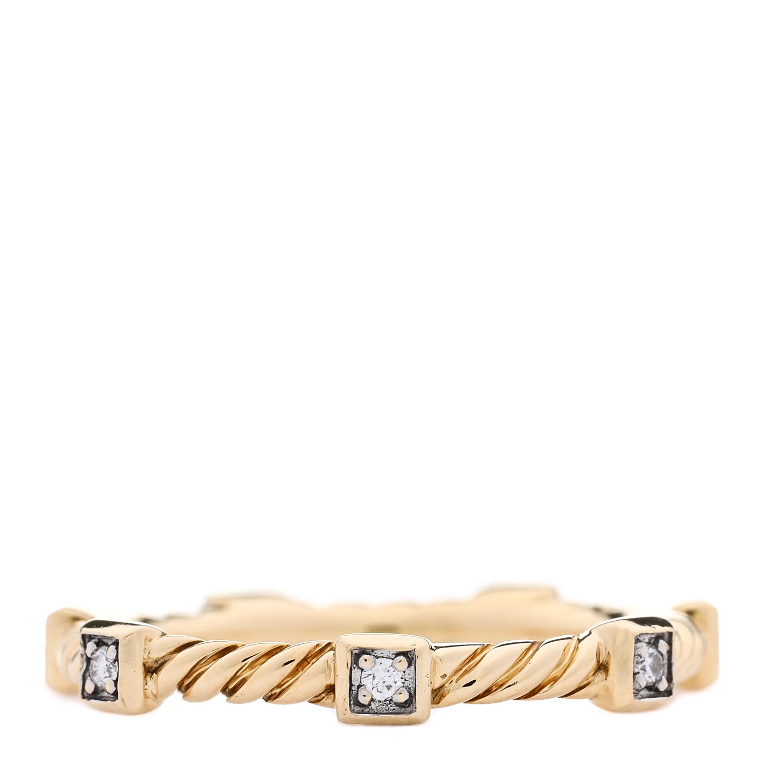 David Yurman 18K Yellow Gold Diamond Cable Collectibles Stack Ring 53 6.25 3 of 4