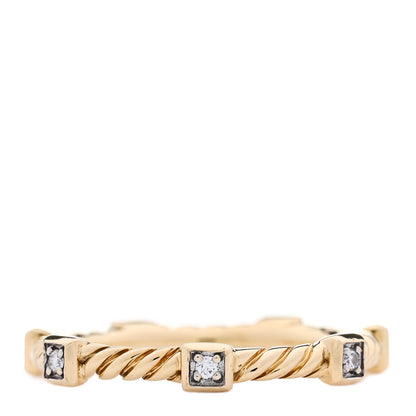 David Yurman 18K Yellow Gold Diamond Cable Collectibles Stack Ring 53 6.25 3 of 4