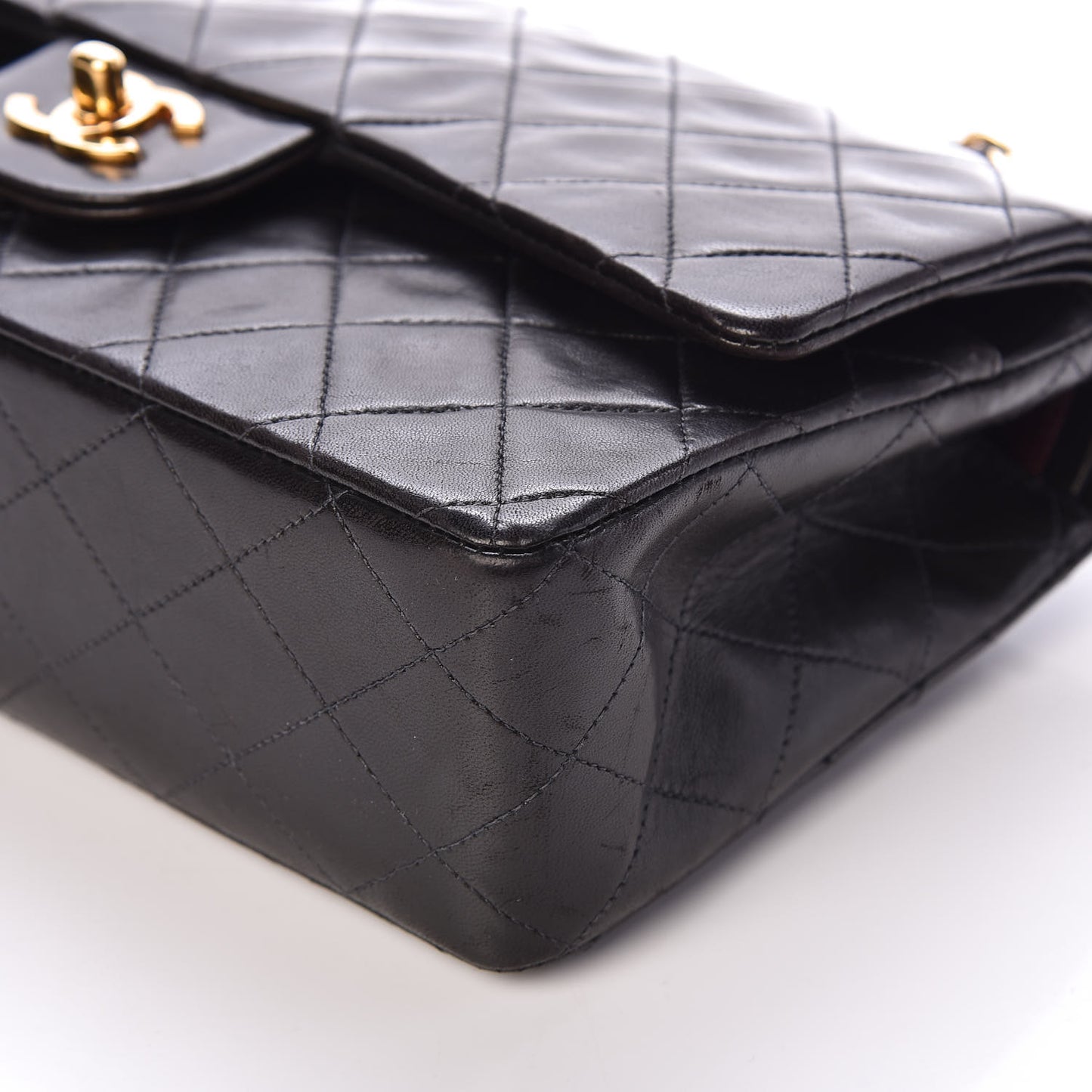 Lambskin Quilted Medium Double Flap Black
