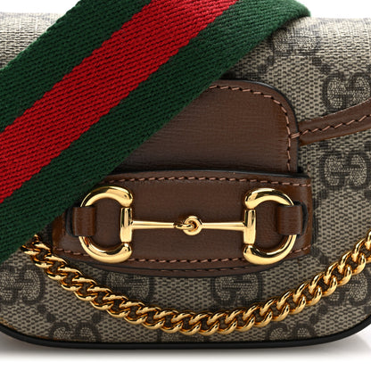 Gucci GG Supreme Monogram Azalea Calfskin Web Horsebit 1955 Wallet On Strap Beige Ebony Brown Sugar 8 of 10