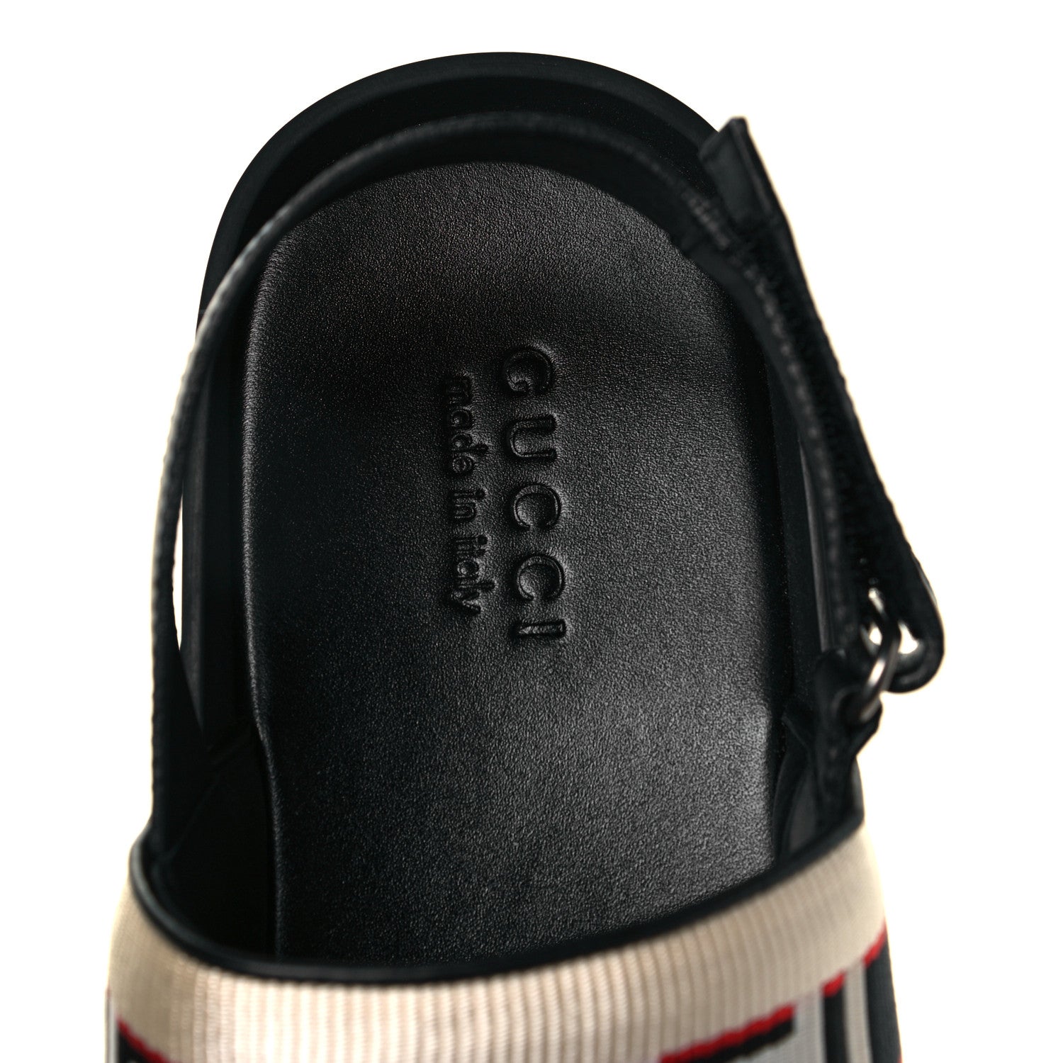 Gucci Nylon Cirano Lux Stripe Mens Cleat Sole Slingback Sandals 10 Ecru Poppy Black 7 of 8