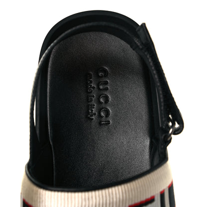 Gucci Nylon Cirano Lux Stripe Mens Cleat Sole Slingback Sandals 10 Ecru Poppy Black 7 of 8