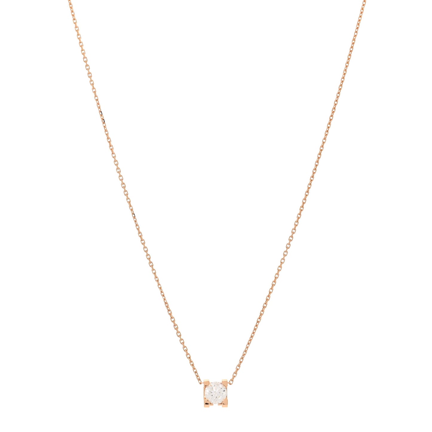 18K Pink Gold Diamond .52ct C De Cartier Pendant Necklace