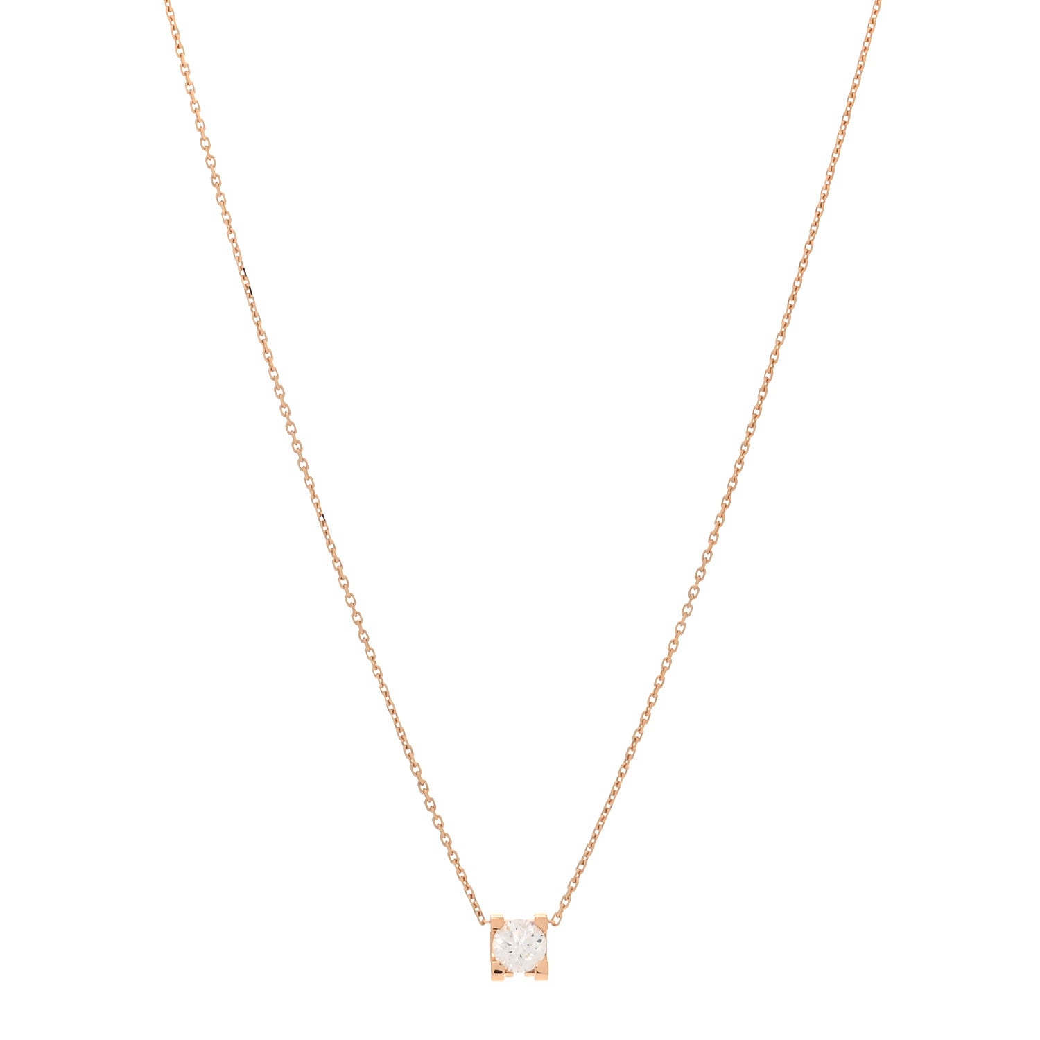 Cartier 18K Pink Gold Diamond .52ct C De Cartier Pendant Necklace 1 of 6