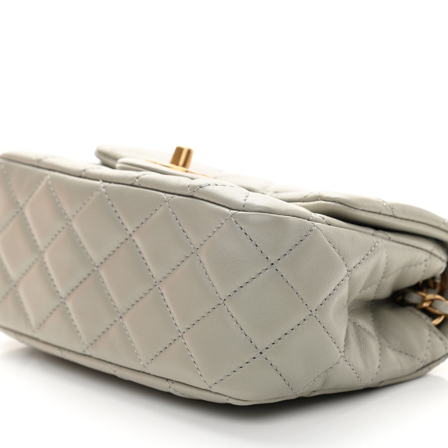 Chanel Lambskin Quilted Mini Pearl Crush Flap Light Grey 10 of 10