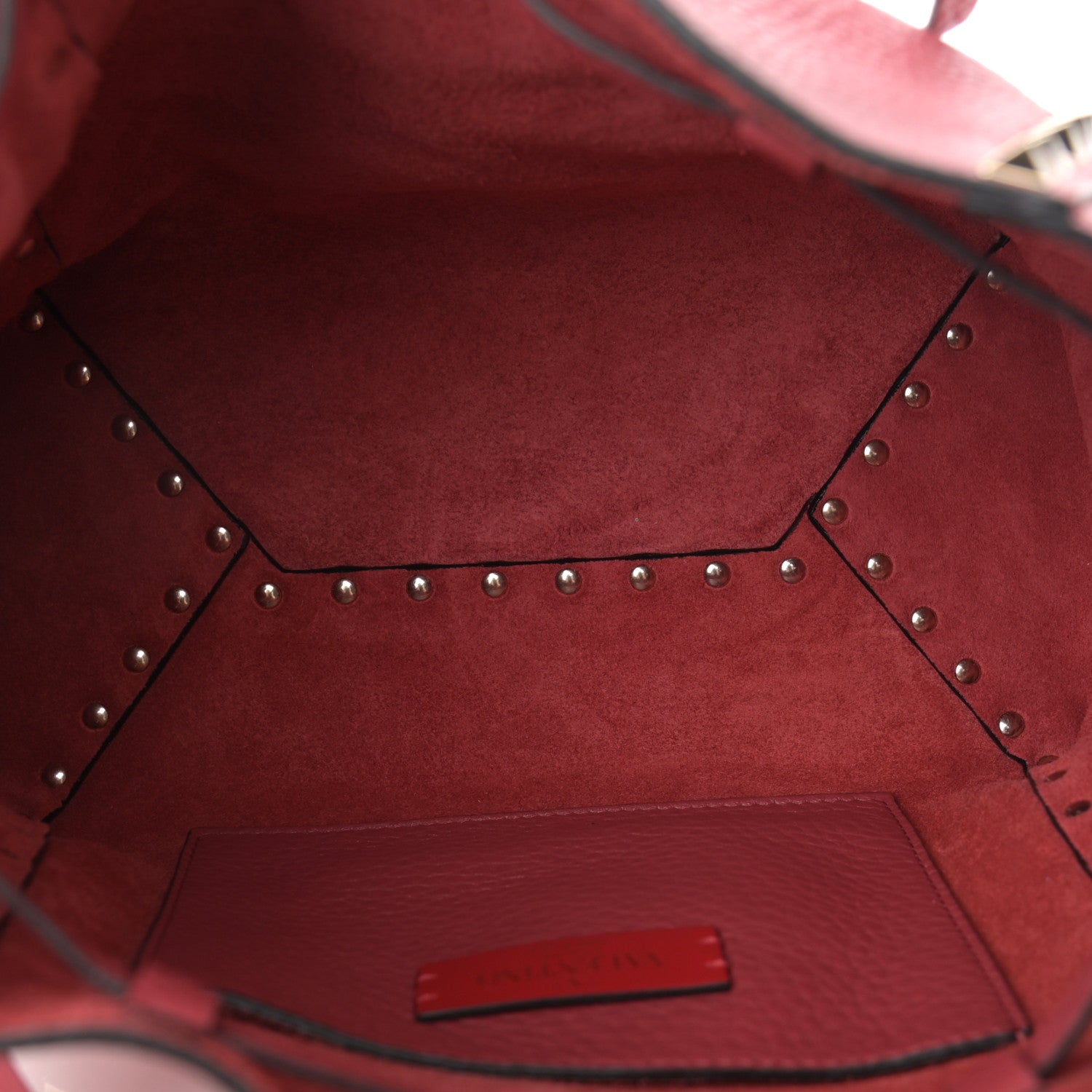 Valentino Garavani Grained Calfskin Rockstud Bucket Bag Red 5 of 9