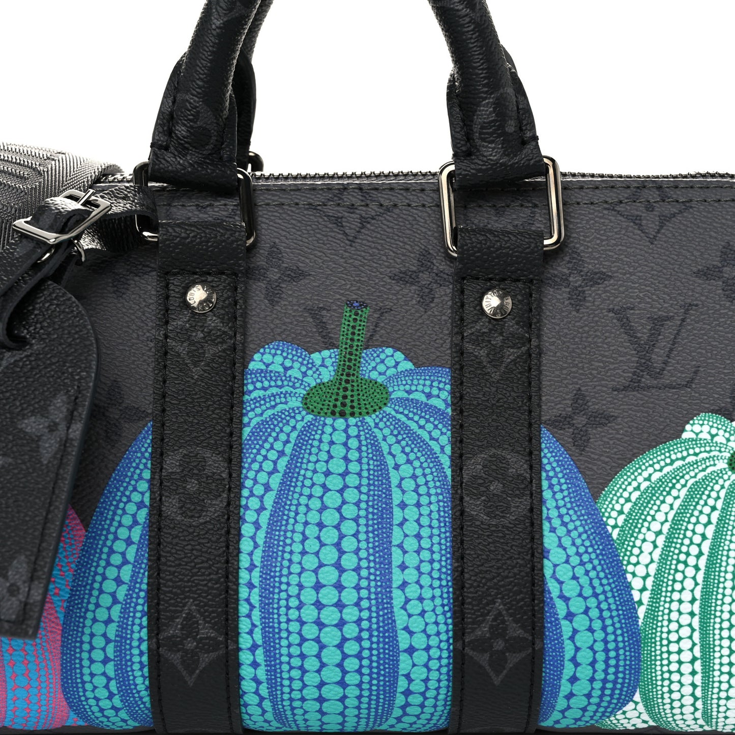 LV X YK Monogram Eclipse Reverse Pumpkin Keepall Bandouliere 25 Multicolor