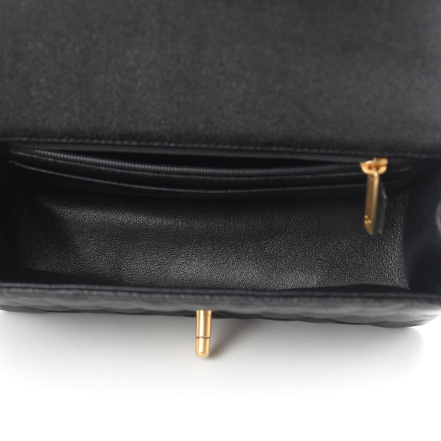 Caviar Quilted Mini Top Handle Rectangular Flap Black