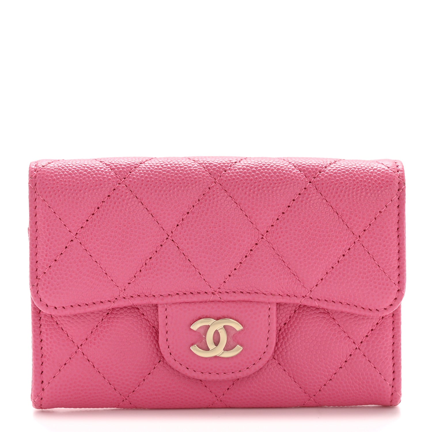 Chanel Caviar Quilted Flap Card Holder Wallet Pink 1 of 8