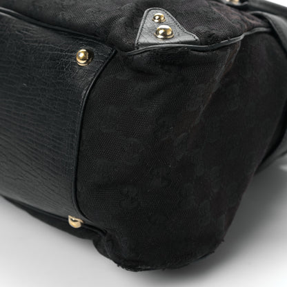 Gucci Monogram Web Large Horsebit Satchel Chain Black 9 of 9