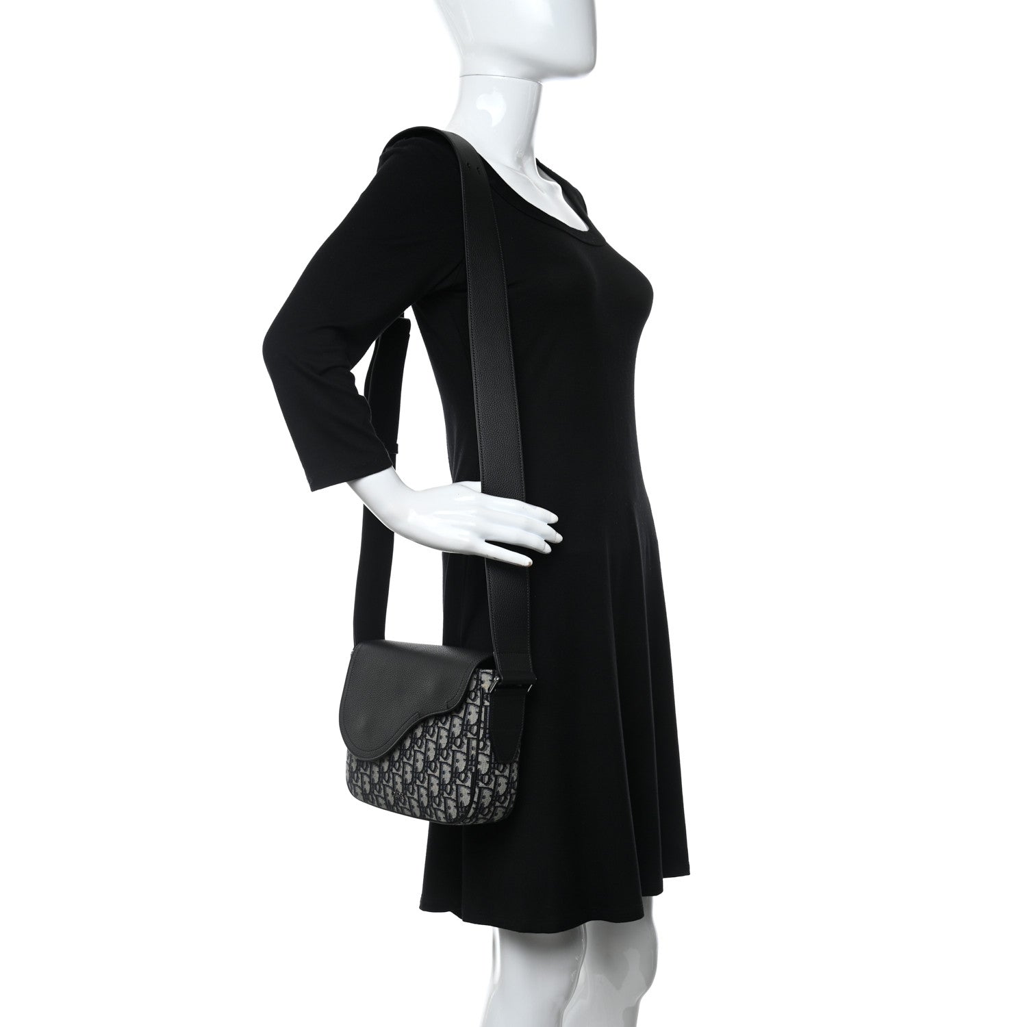 Christian Dior Oblique Saddle Messenger Beige Black 2 of 9
