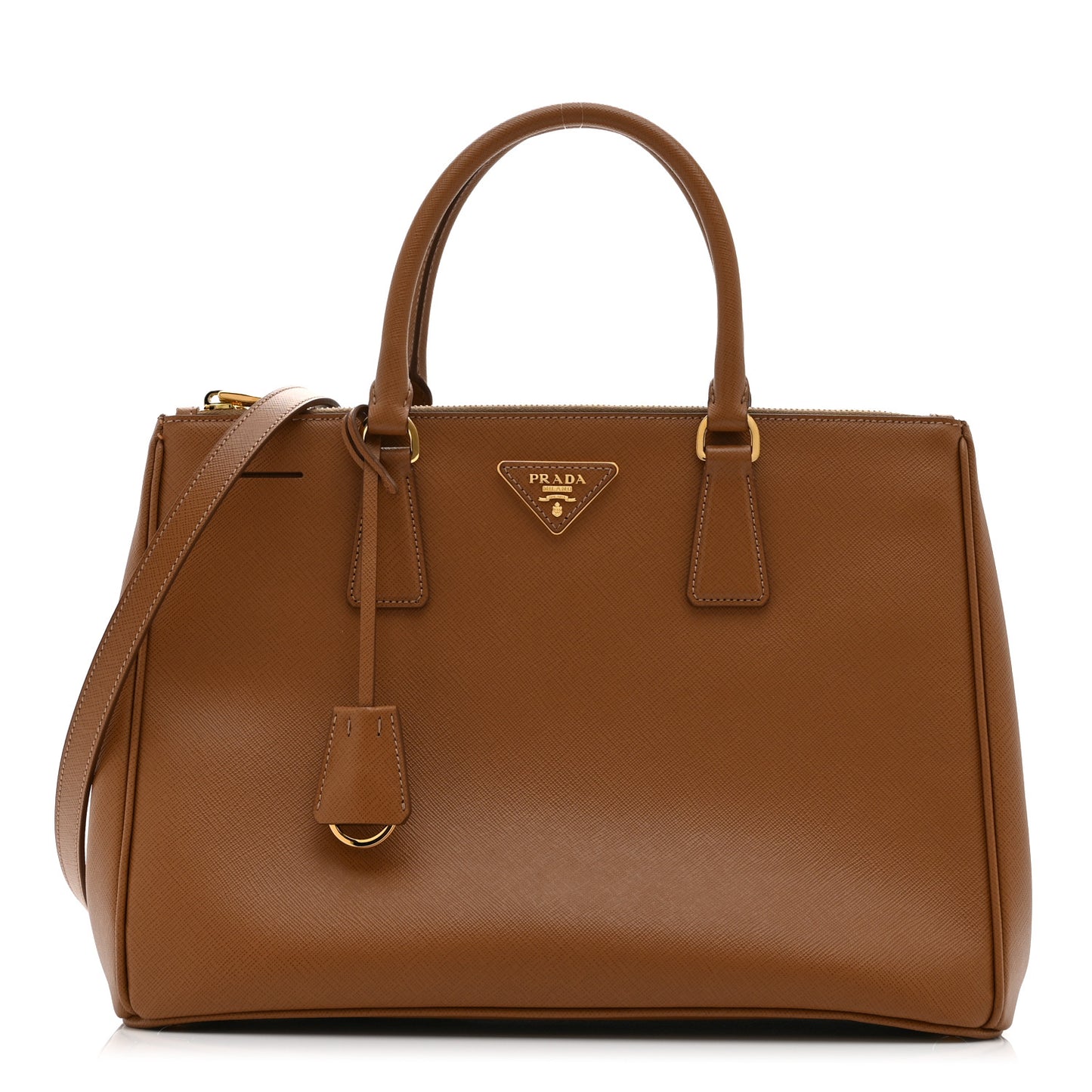 Saffiano Lux Large Galleria Double Zip Tote Caramel