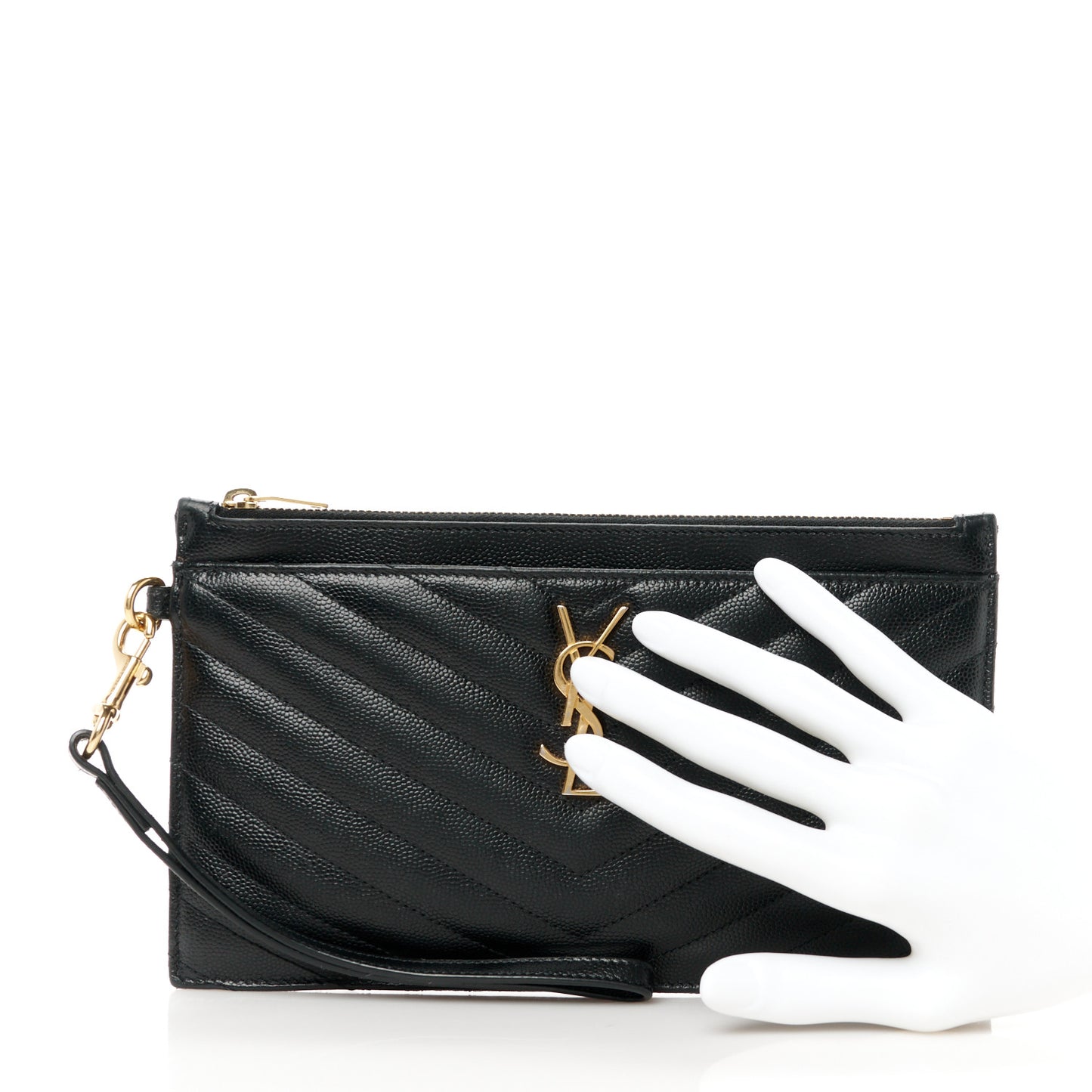 Grain De Poudre Chevron Monogram Large Bill Pouch Black