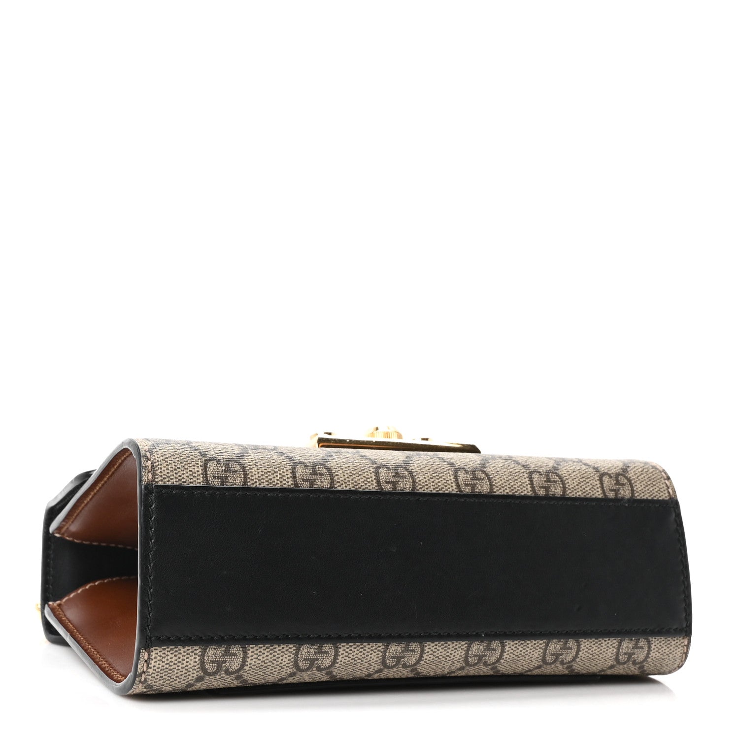 Gucci GG Supreme Monogram Calfskin Small Padlock Shoulder Bag Beige Black Cuir 4 of 10