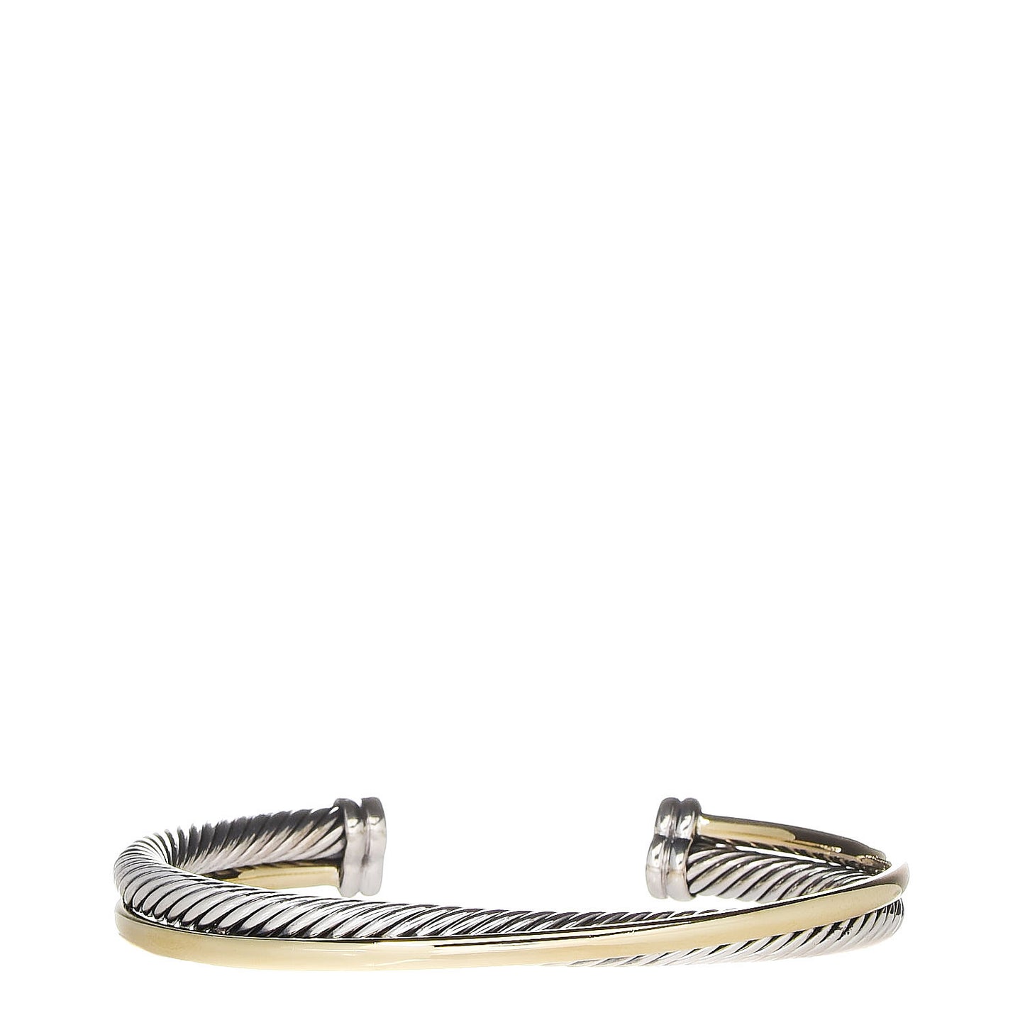 Sterling Silver 18K Yellow Gold 5mm Crossover Cuff