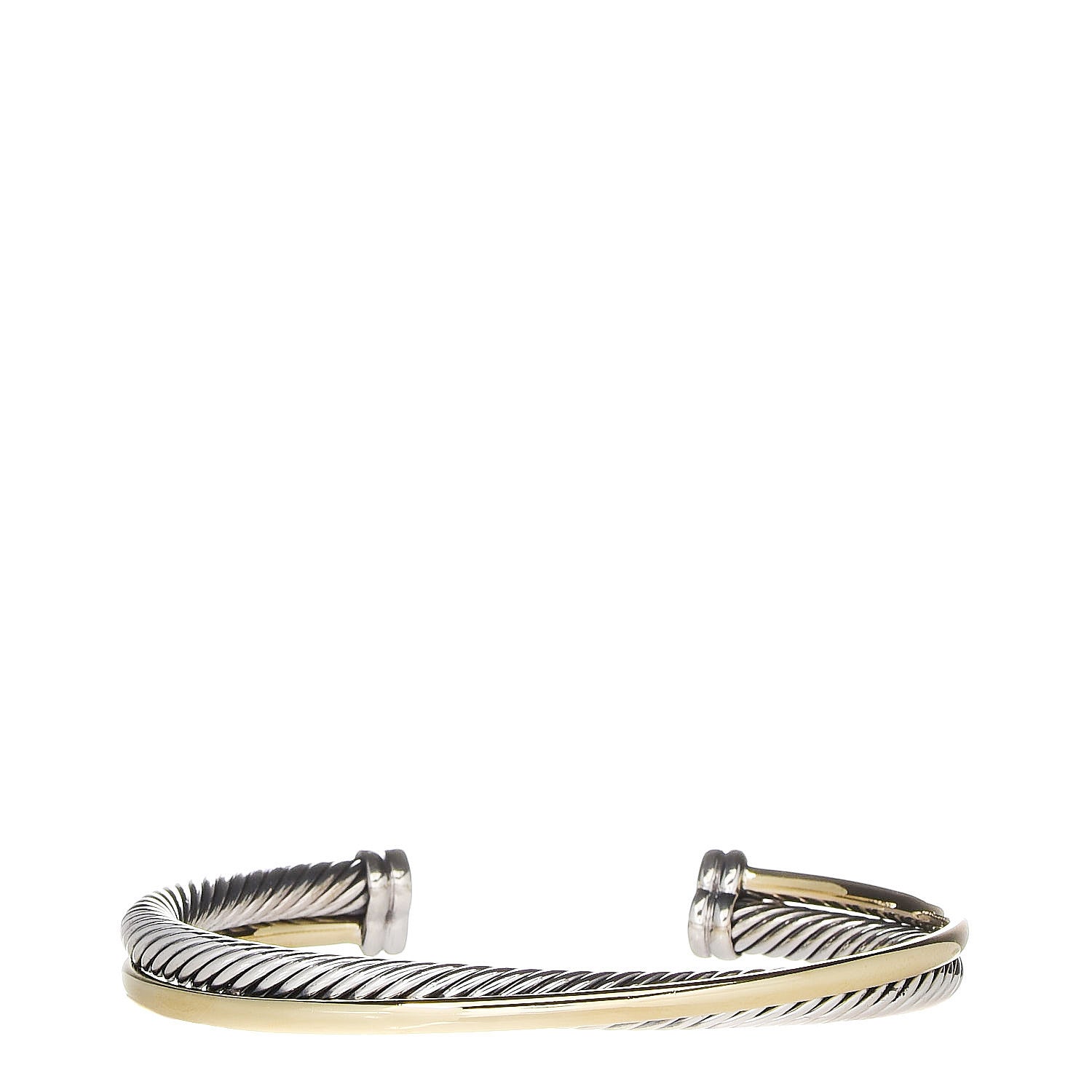 David Yurman Sterling Silver 18K Yellow Gold 5mm Crossover Cuff 1 of 5