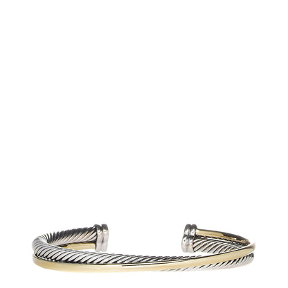 David Yurman Sterling Silver 18K Yellow Gold 5mm Crossover Cuff 1 of 5