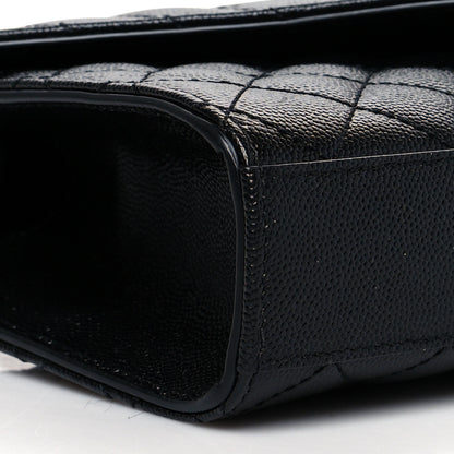 Saint Laurent Grain De Poudre Textured Mixed Matelasse Triquilt Small Monogram Satchel Black 9 of 10