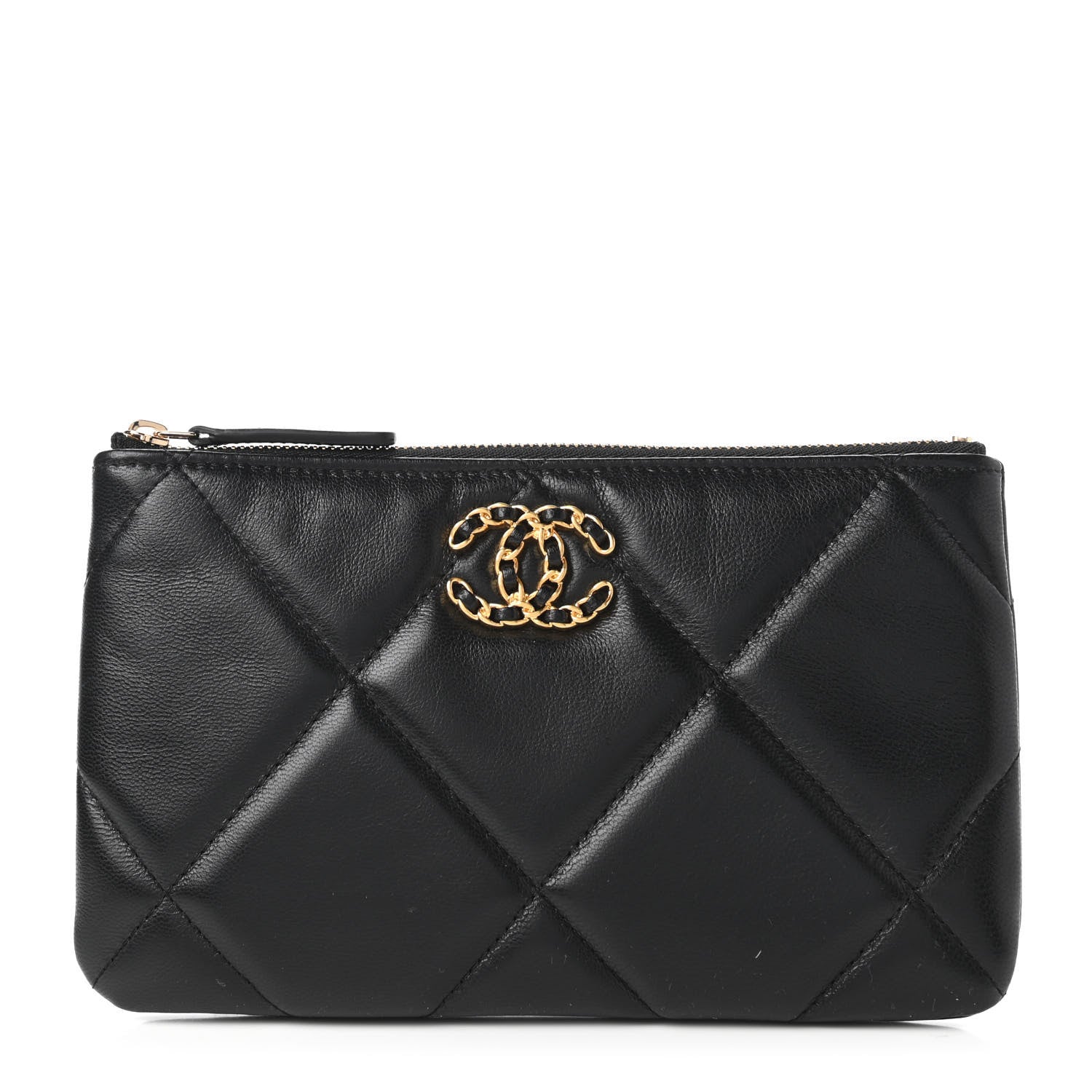 Chanel Goatskin Quilted Small Chanel 19 Pouch Black 1 of 11