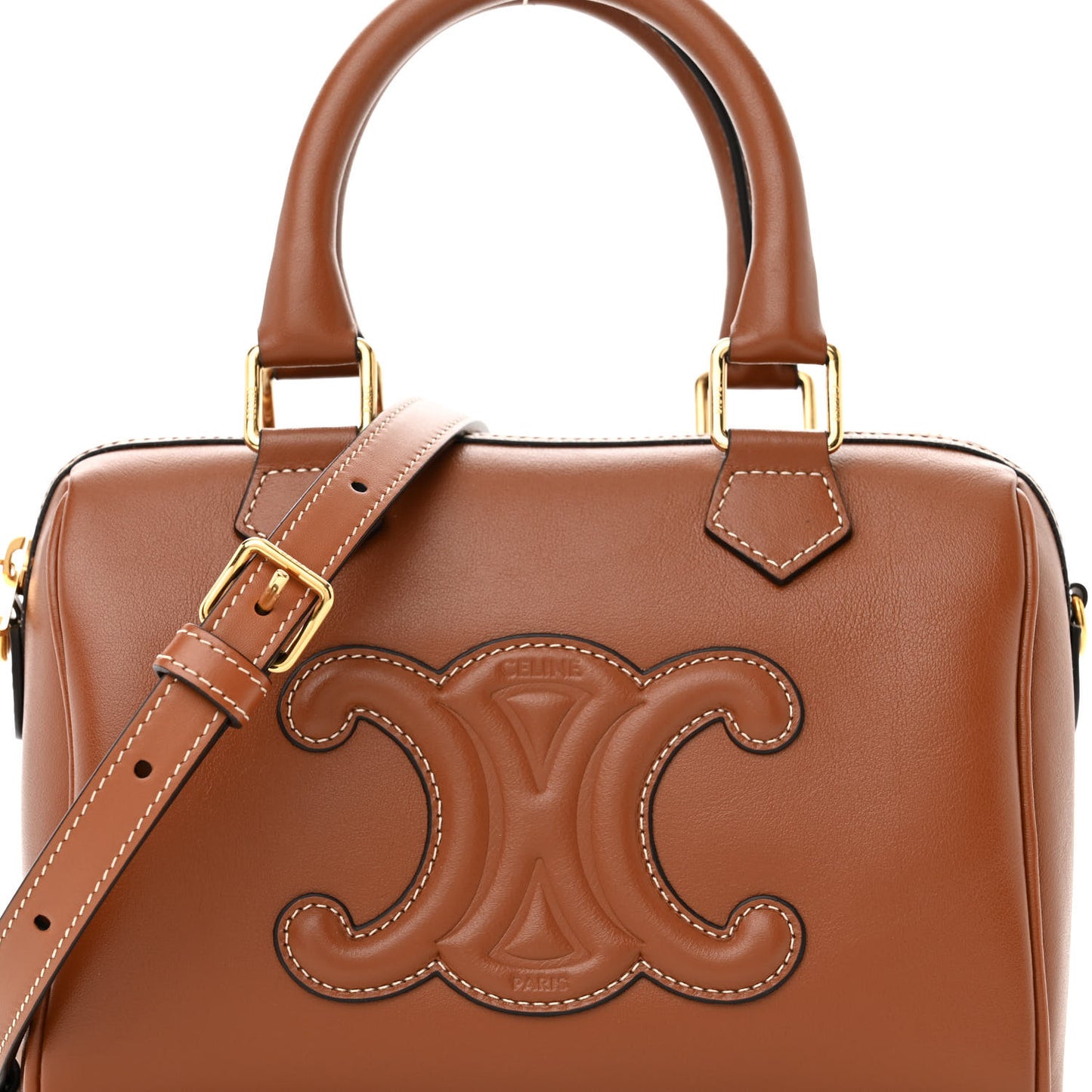 Smooth Calfskin Triomphe Small Boston Bag Tan