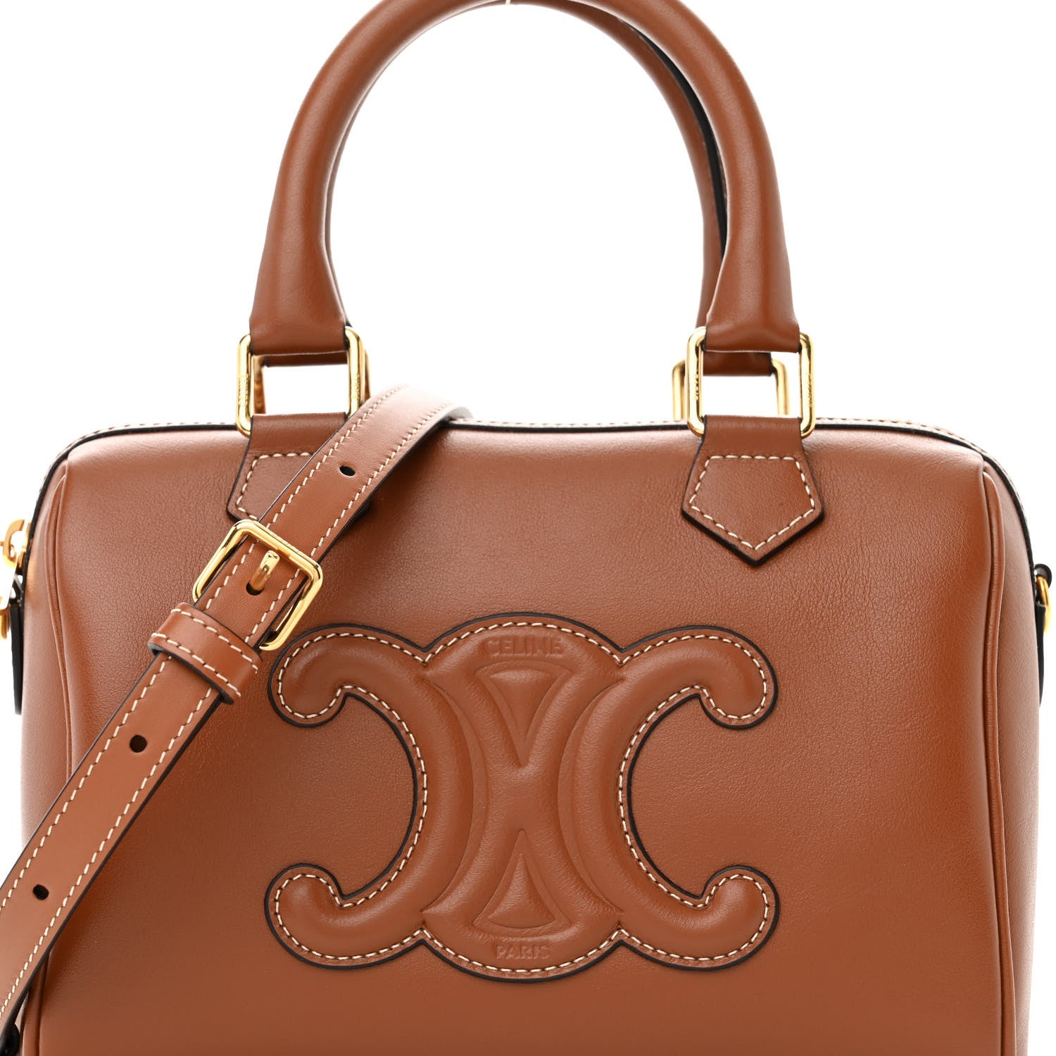 Celine Smooth Calfskin Triomphe Small Boston Bag Tan 8 of 10