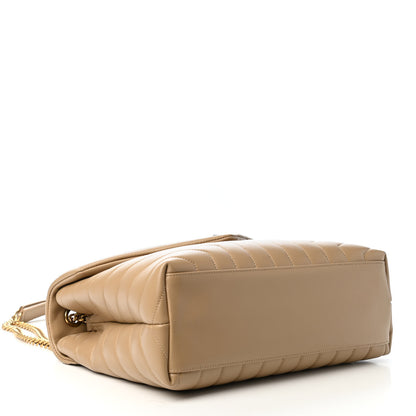 Saint Laurent Calfskin Y Quilted Monogram Medium Loulou Chain Satchel Dark Latte 3 of 4