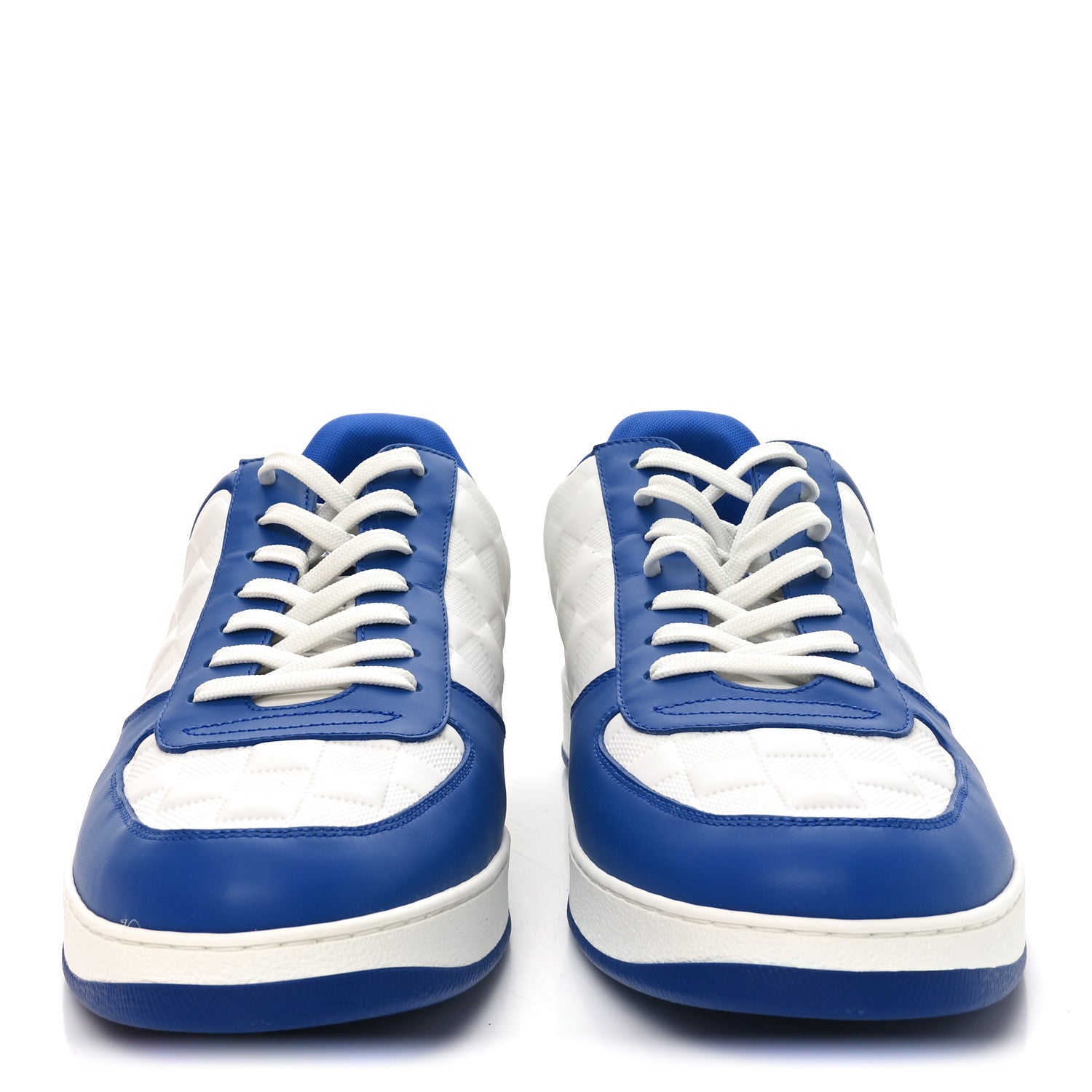 Louis Vuitton Calfskin Maxi Damier Mens Rivoli Sneakers 11 Blue White 3 of 11