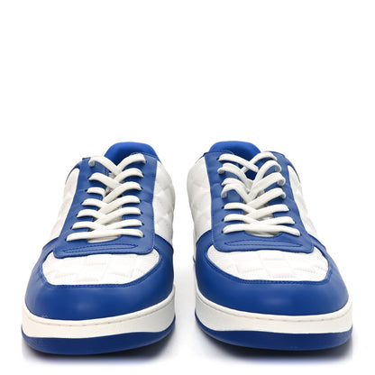 Louis Vuitton Calfskin Maxi Damier Mens Rivoli Sneakers 11 Blue White 3 of 11