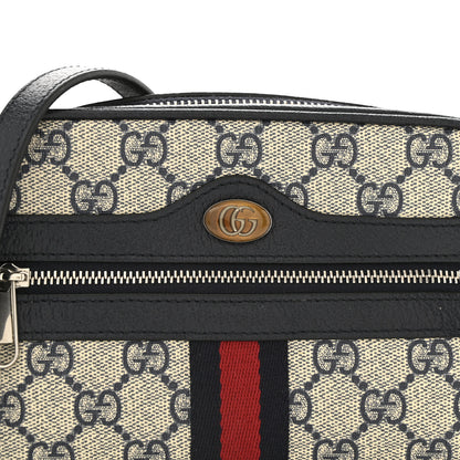 Gucci GG Supreme Monogram Textured Dollar Calfskin Web Mini Ophidia Shoulder Bag Beige Blue 8 of 12