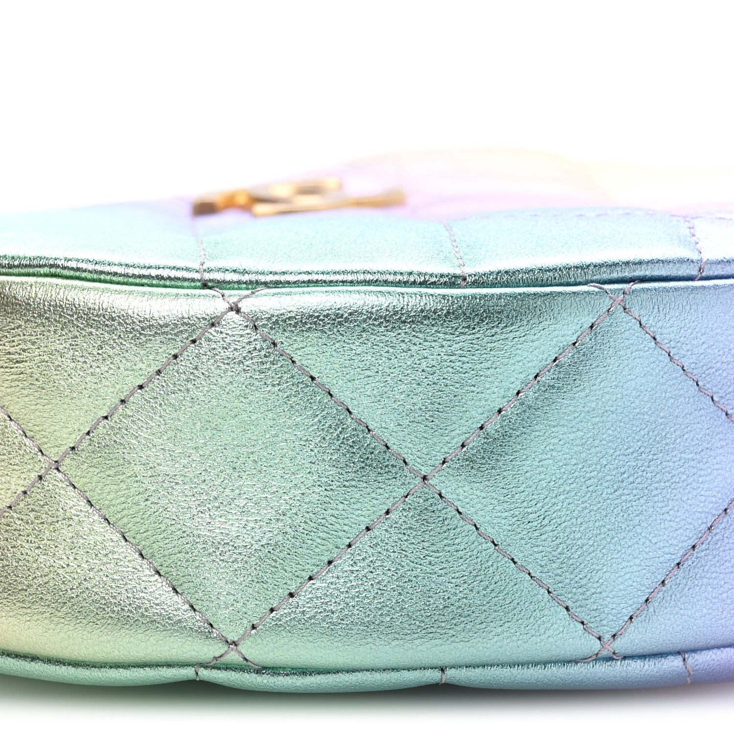 Chanel Gradient Metallic Lambskin Quilted Hobo Bag Pink Purple Green 9 of 11