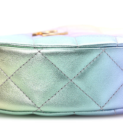 Chanel Gradient Metallic Lambskin Quilted Hobo Bag Pink Purple Green 9 of 11