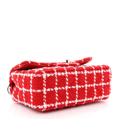 Chanel Tweed Quilted Mini Rectangular Flap White Red 4 of 10