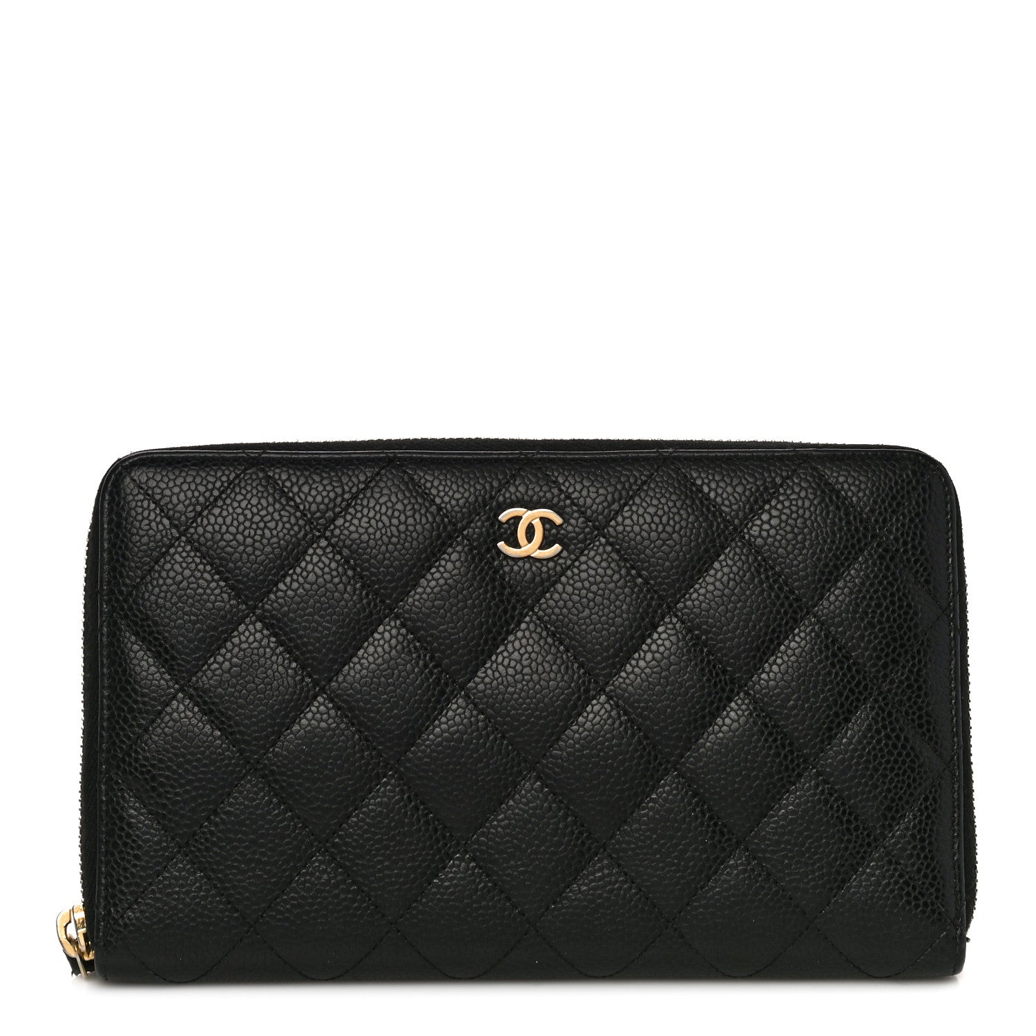 Chanel Caviar Quilted Large Zip Around Organizer Wallet Black 1 of 12