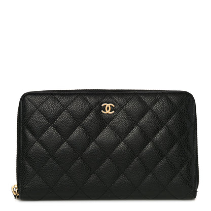 Chanel Caviar Quilted Large Zip Around Organizer Wallet Black 1 of 12