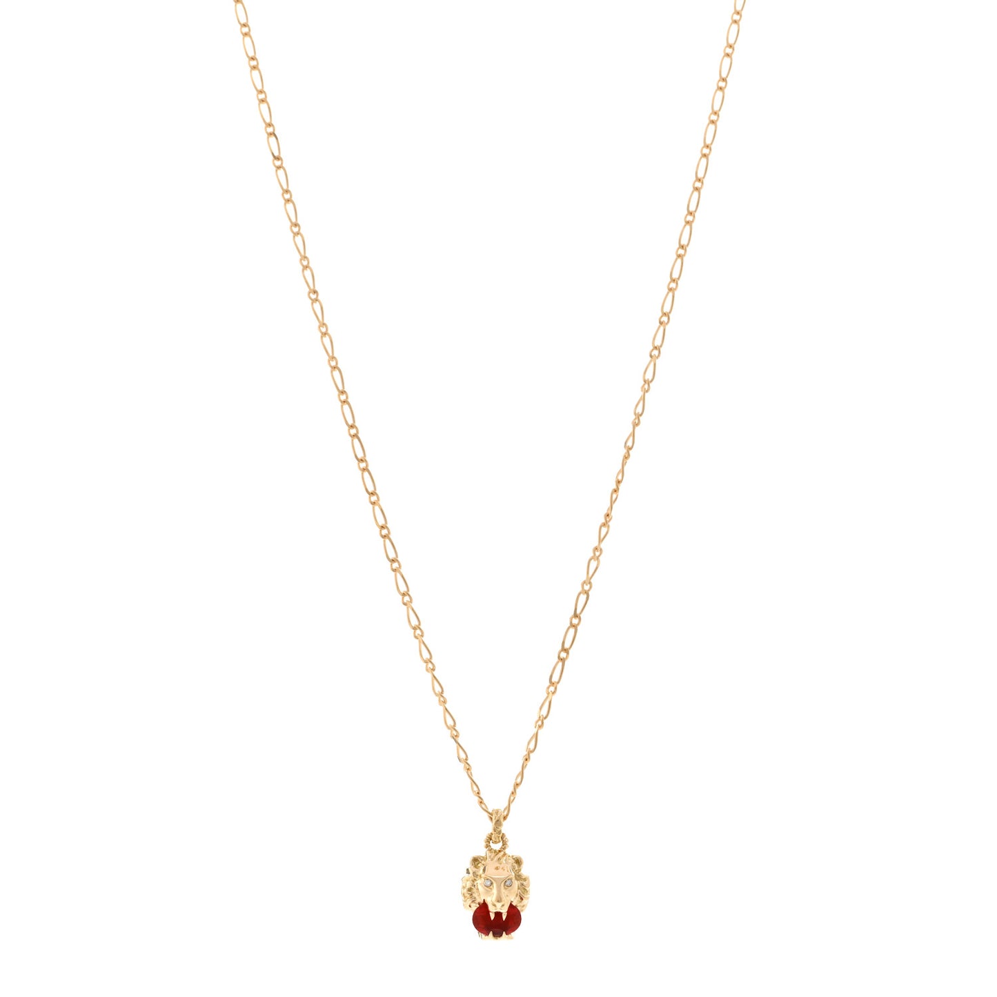 18K Yellow Gold Diamond Fire Opal Lion Head Necklace