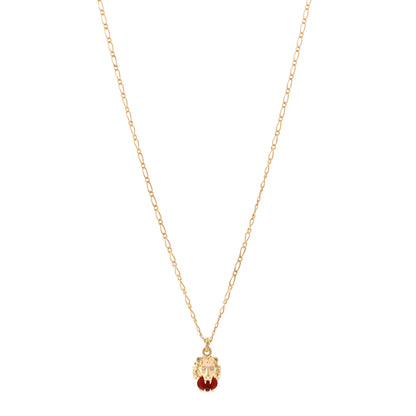 Gucci 18K Yellow Gold Diamond Fire Opal Lion Head Necklace 1 of 5