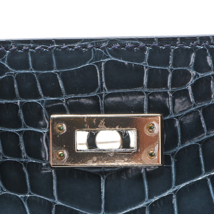 Hermes Shiny Alligator Kelly Pochette Blue Jean 14 of 17