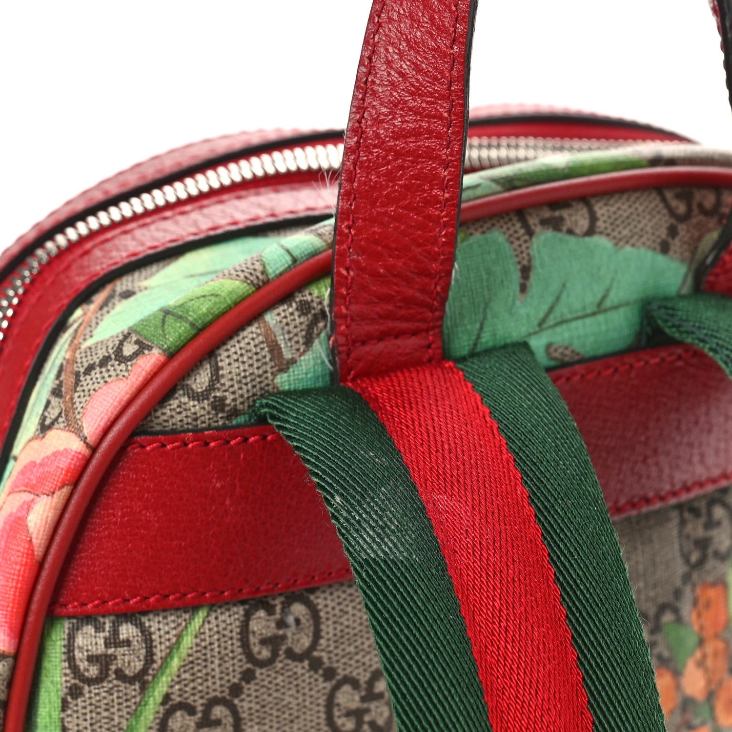 Gucci GG Supreme Monogram Tian Web Small Day Backpack Beige Multicolor Red 10 of 14