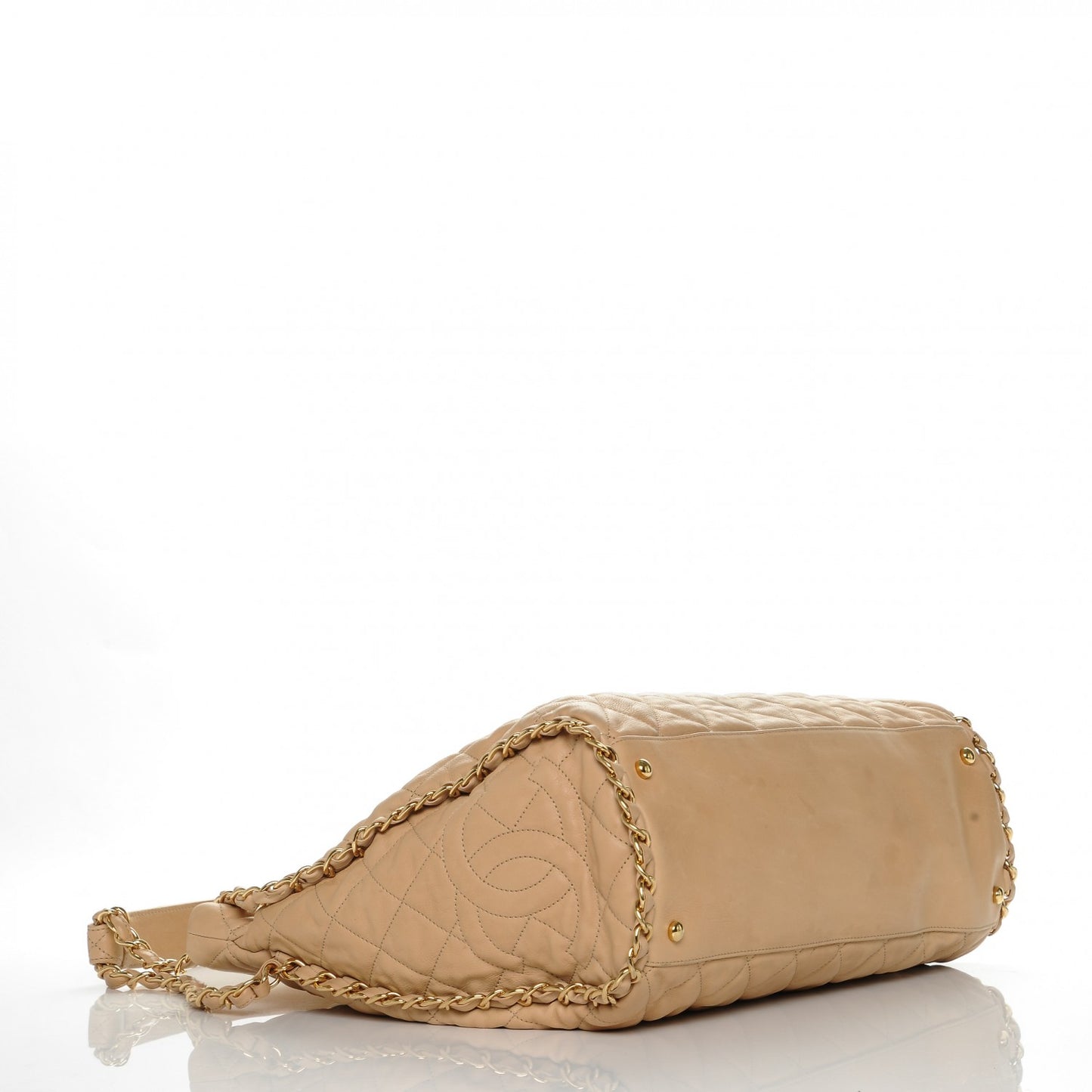 Calfskin Quilted Large Chain Me Hobo Beige