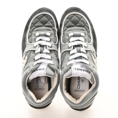 Chanel Fabric Suede Calfskin Quilted CC Sneakers 37 Dark Grey 2 of 8