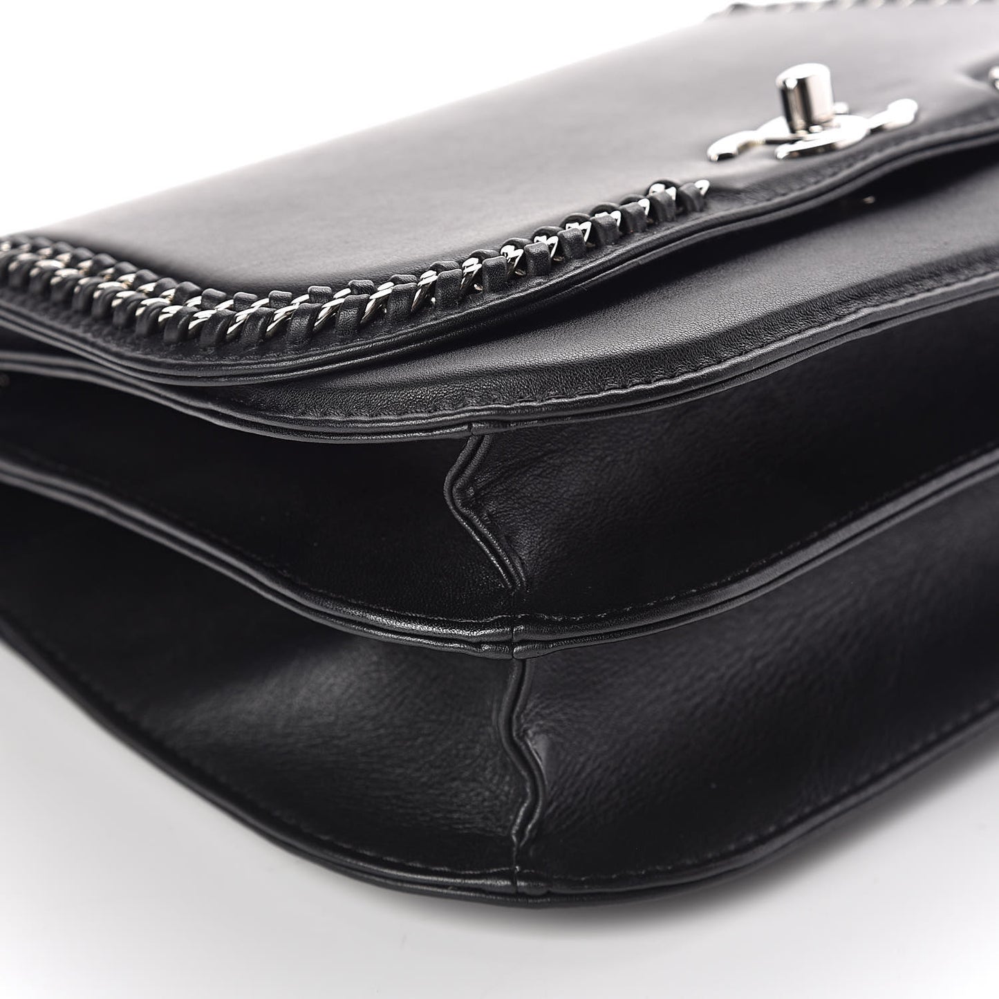 Calfskin Medium Braided Chic Flap Black