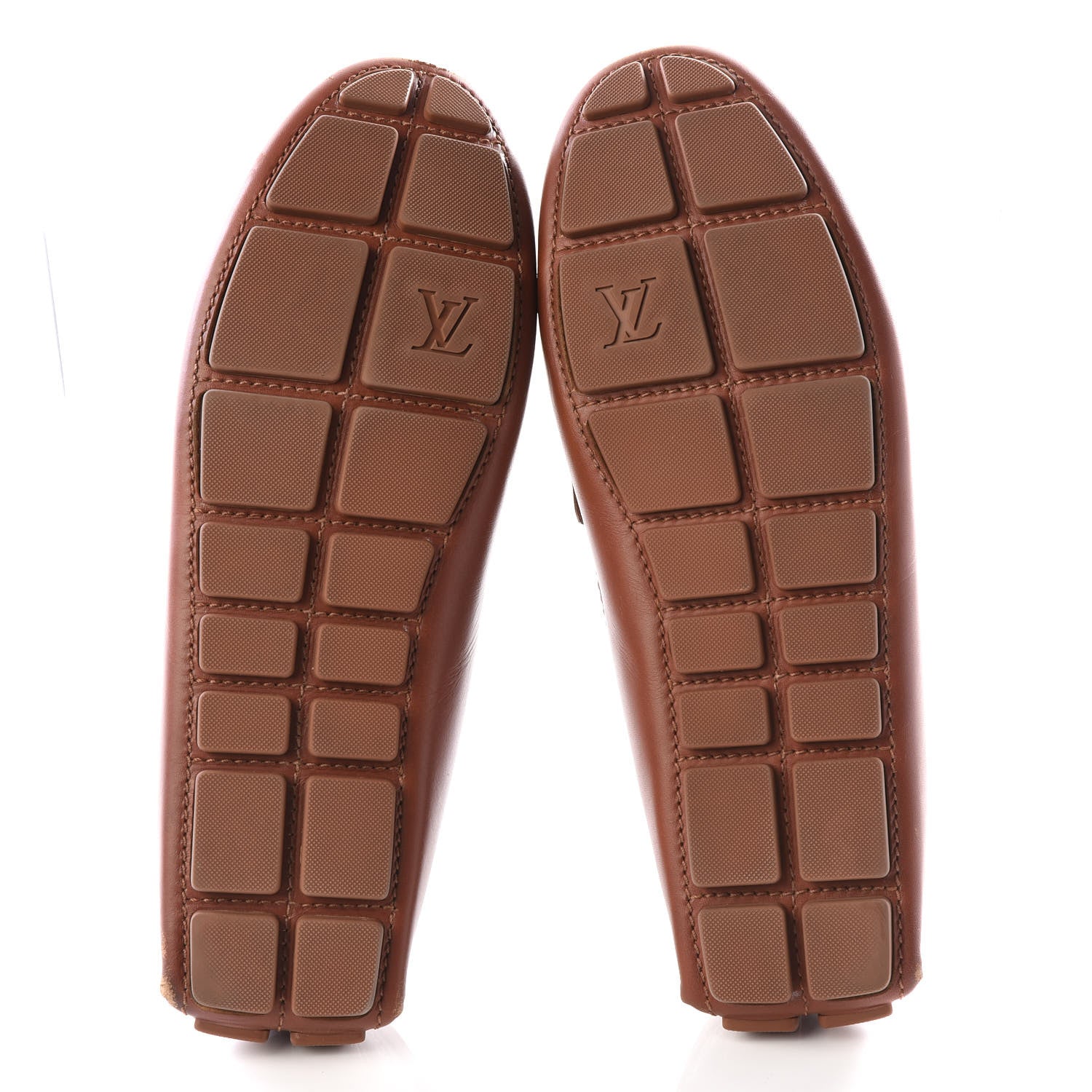 Louis Vuitton Calfskin Mens Shade Car Loafers 9 Brown White 5 of 10