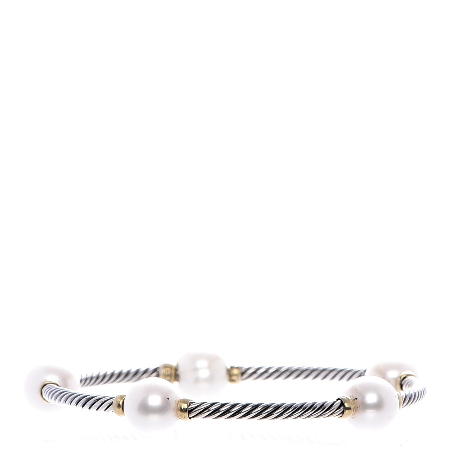 David Yurman Sterling Silver 18K Yellow Gold Pearl Bracelet 1 of 6