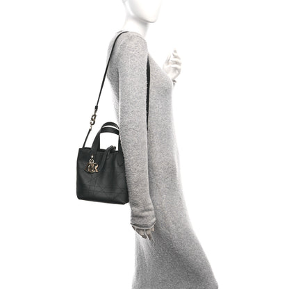 Christian Dior Smooth Calfskin Vintage Flat Macrocannage Small Toujours Vertical Tote Black 2 of 10